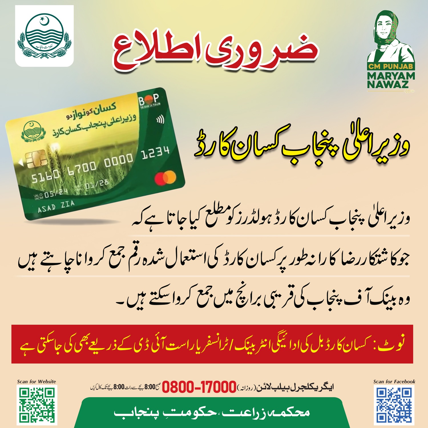 CM Punjab Kisaan Card